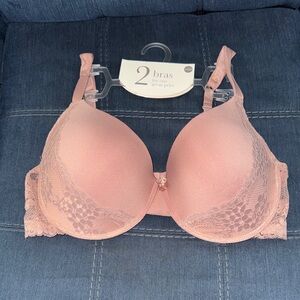 Cato Lace-Trim Molded Bra - Blush Pink NEW